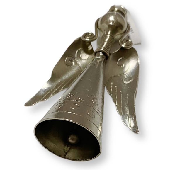 Crate&Barrel, 90s Vintage Silver Angel With Bell Ornament, Item No 521-551, 4" - Picture 10 of 10